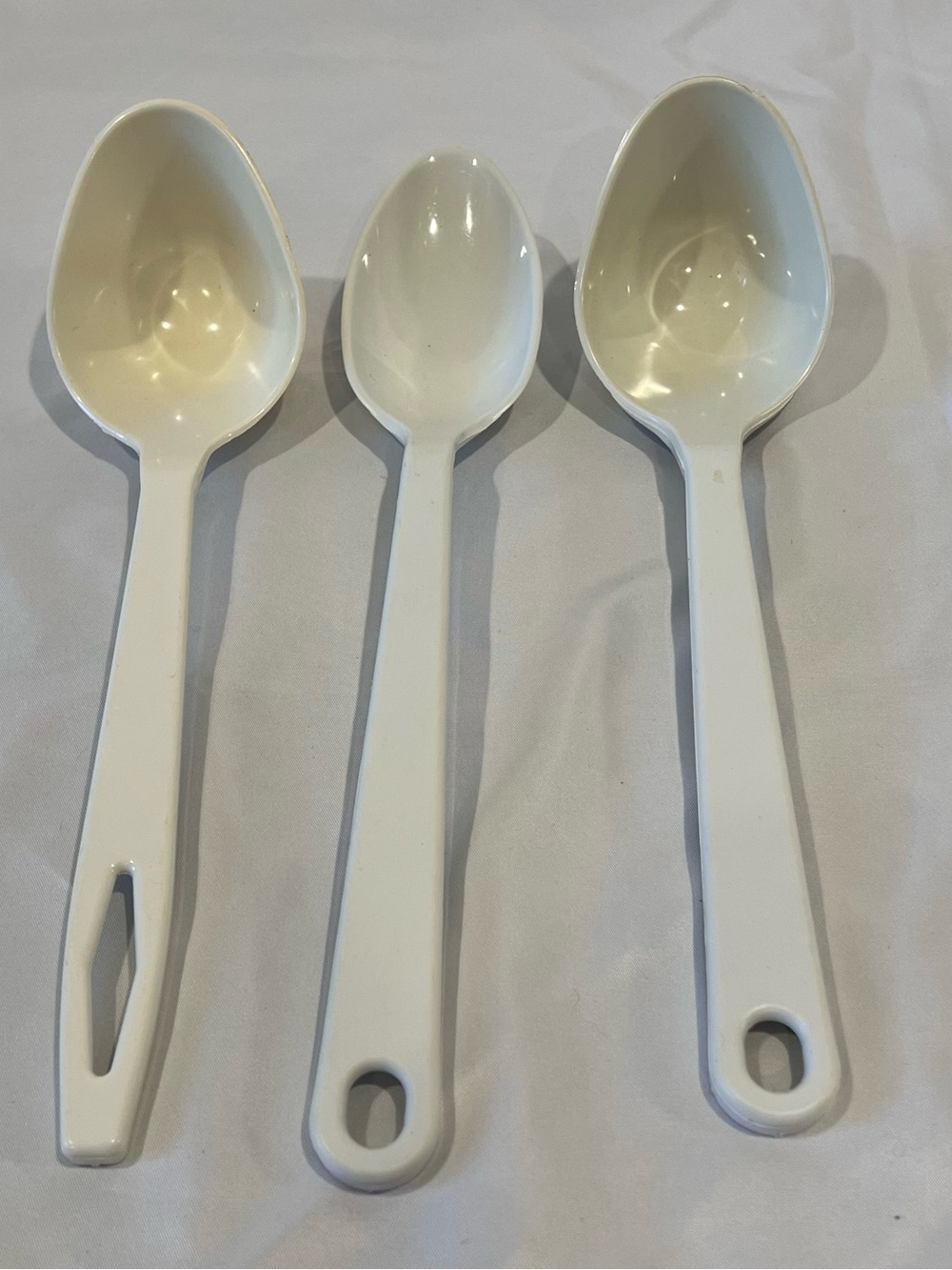 Vintage Tailor Made White Plastic Serving Spoons Set of 3